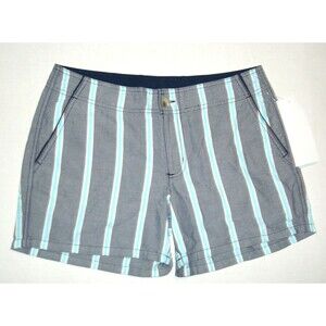 Womens 8 New NWT Columbia Blue White Stripe Hike Shorts Pockets UPF 30 Trail